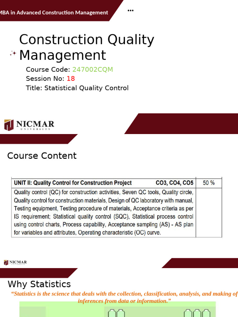 Statistical Quality Control in Construction | PDF | Statistics ...