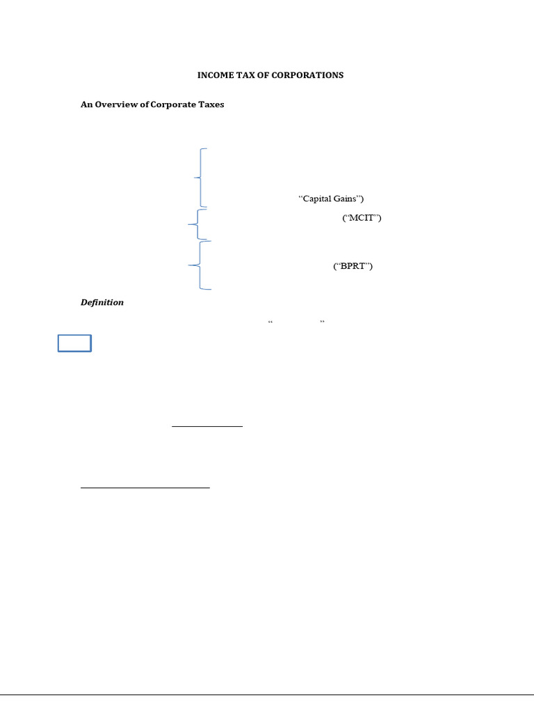Corporate Income Tax Overview | PDF | Taxes | Capital Gains Tax