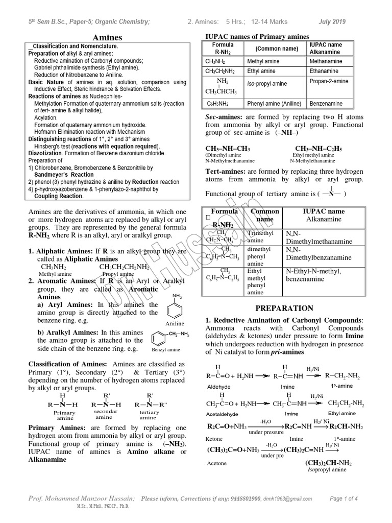 Organic Chemistry: Amines Overview | PDF | Amine | Organic Compounds