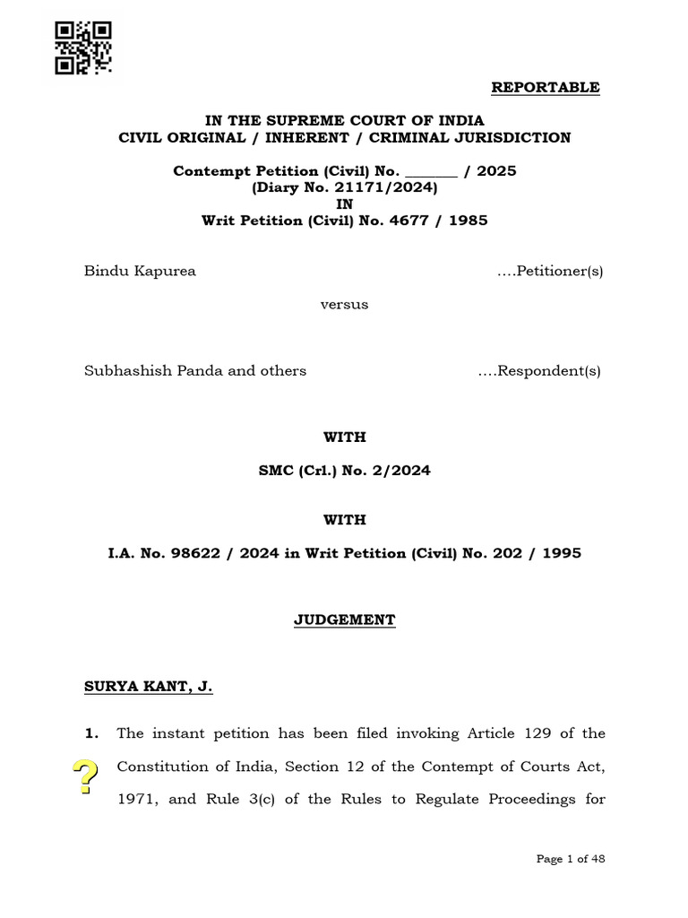 Supreme Court Contempt Case 2025 | PDF | Natural Environment