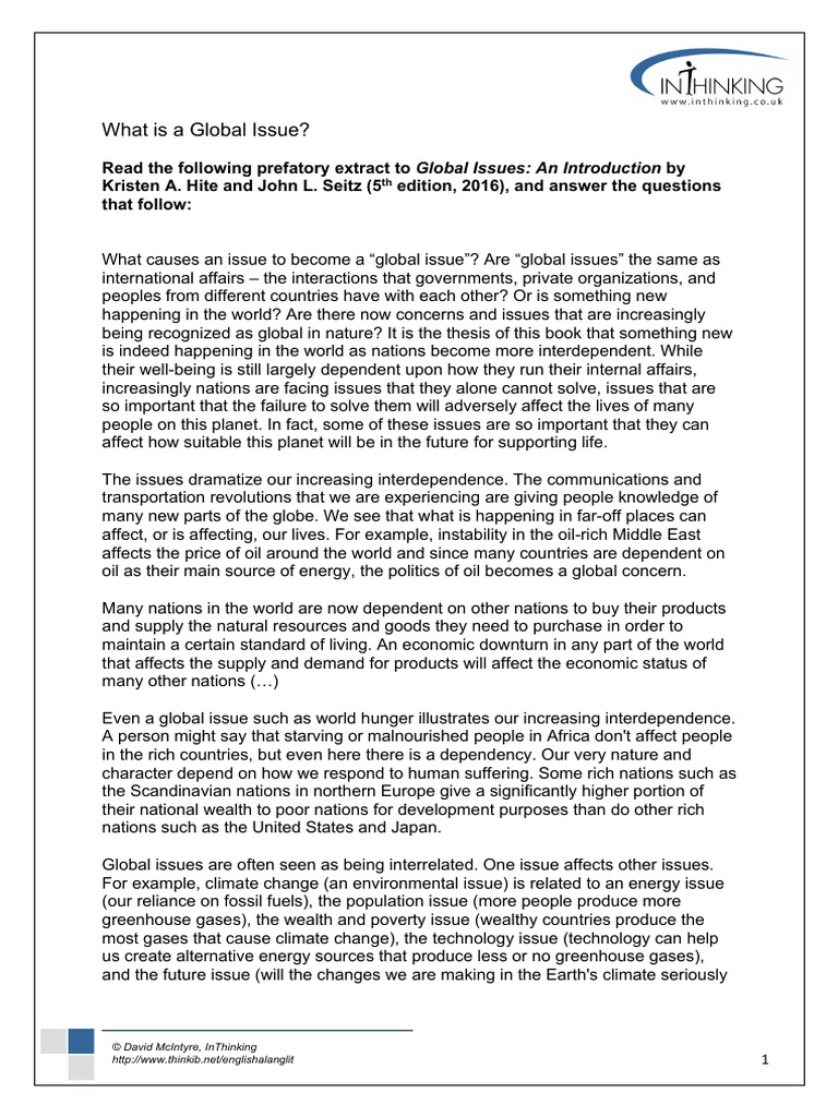 Understanding Global Issues Today | PDF | Climate Change | Energy ...