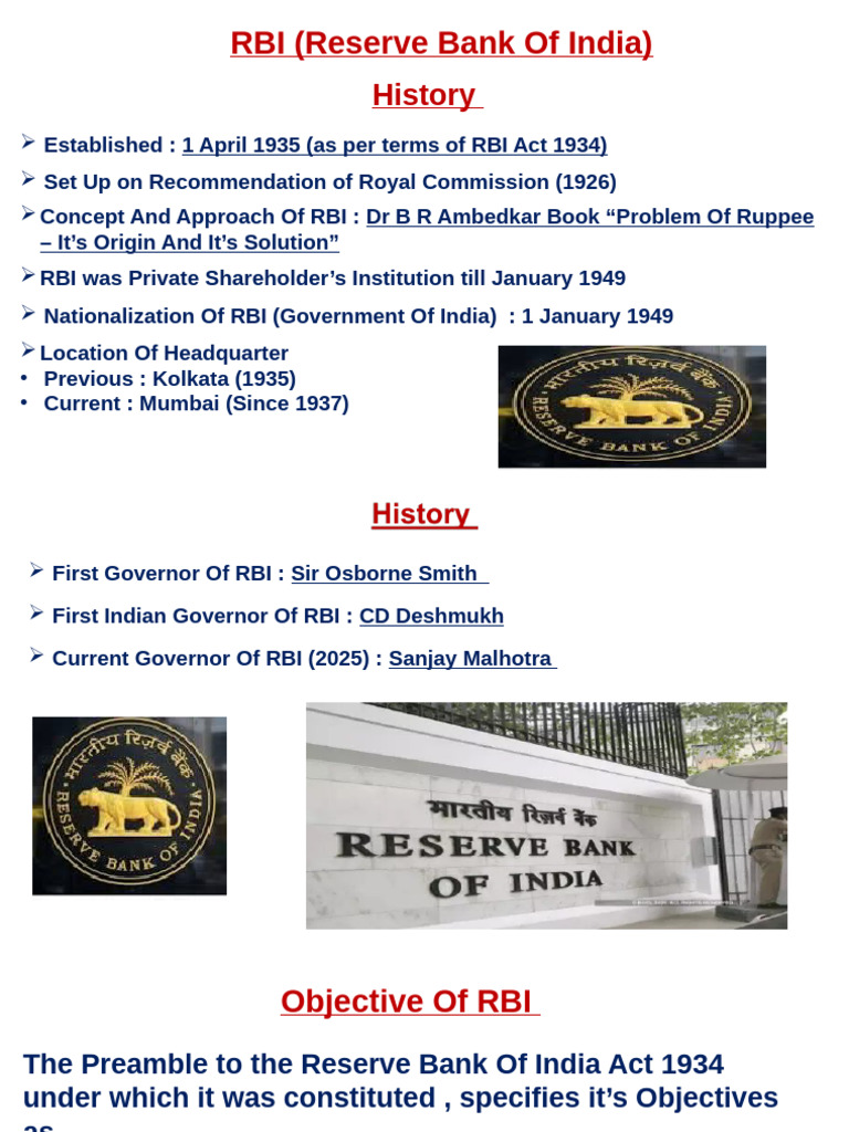 History and Functions of RBI and SBI | PDF | Reserve Bank Of India | Banks