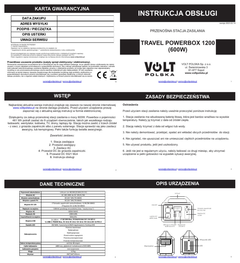 Instrukcja Obsługi Travel Powerbox OPTI 1200 | PDF