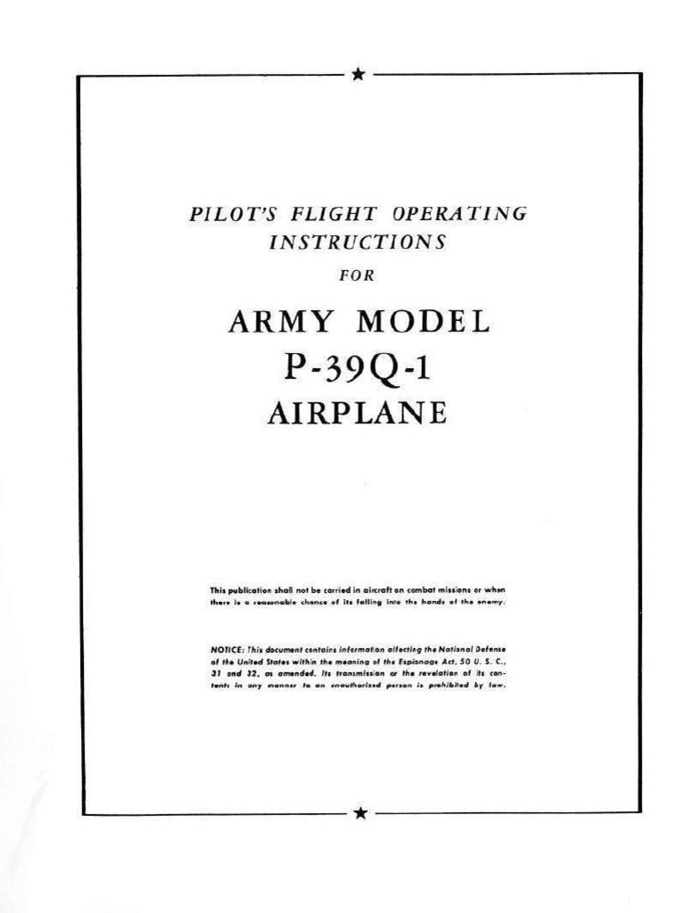 Bell P-39Q Airplane Pilot Manual | PDF