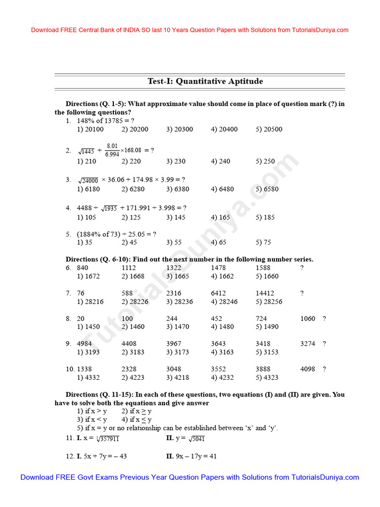 Quantitative Aptitude Practice Test | PDF