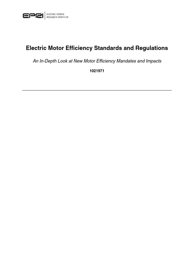 Electric Motor Efficiency Standards Overview | PDF | Electrical ...