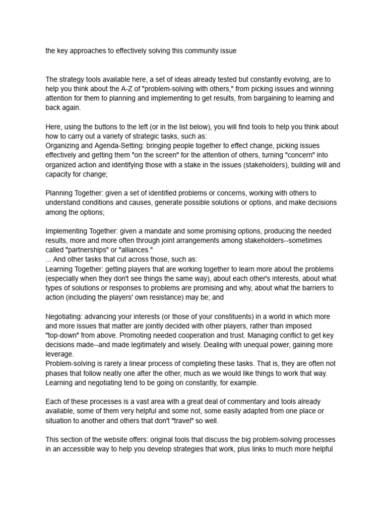 Community Problem-Solving Strategies | PDF | Niccolò Machiavelli ...