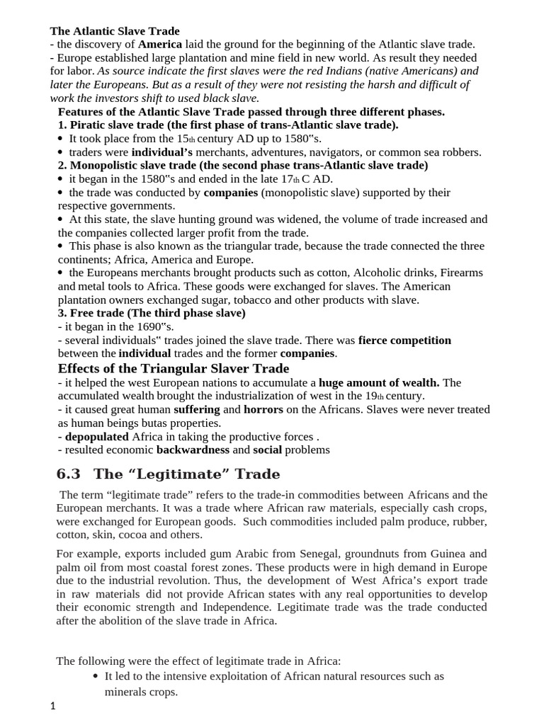 Phases and Impact of the Atlantic Slave Trade | PDF | Horn Of Africa