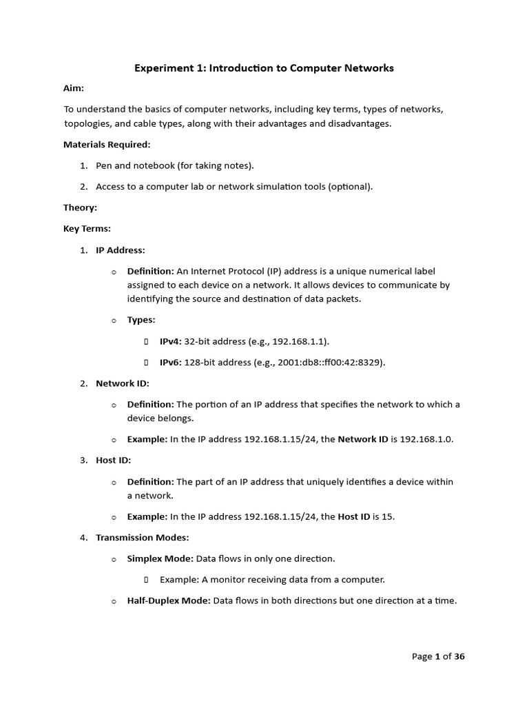 Introduction to Computer Networks Basics | PDF | Computer Network ...