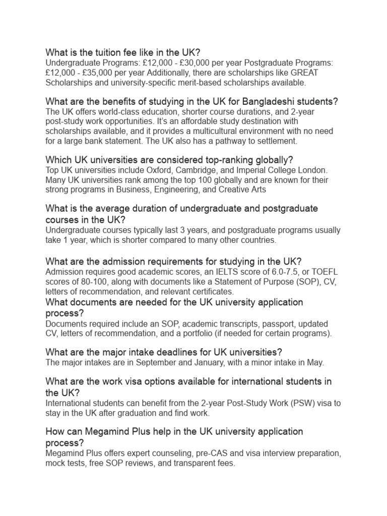 What Is The Tuition Fee Like in The UK | PDF | Postgraduate Education ...