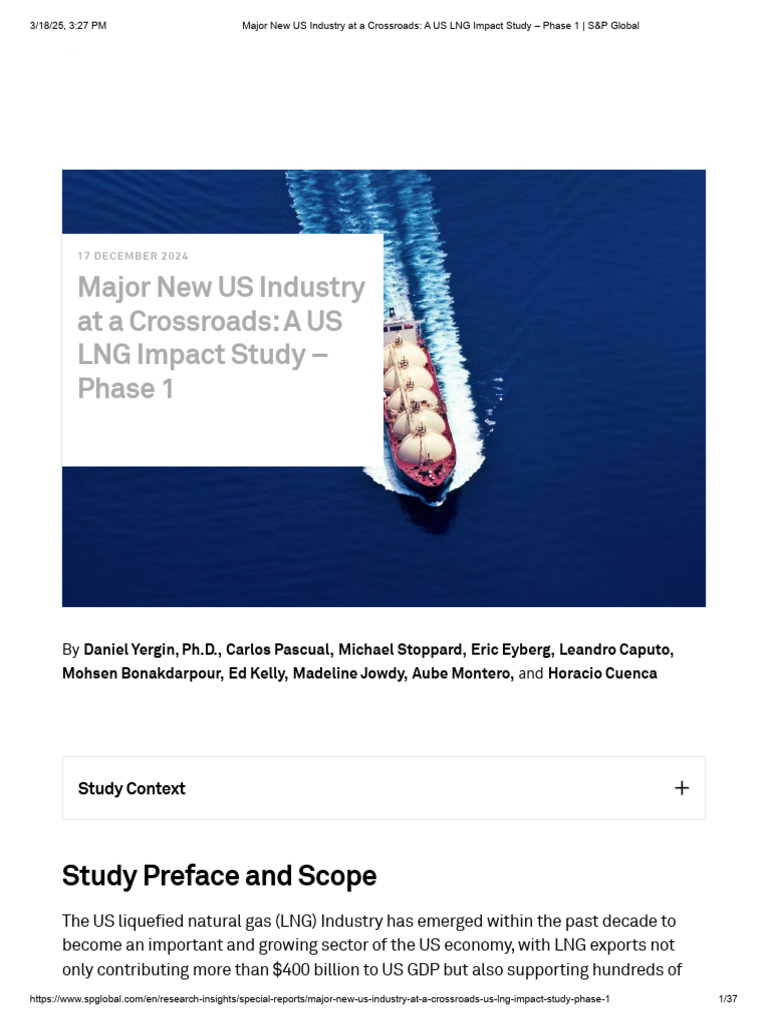 Major New US Industry at A Crossroads - A US LNG Impact Study - Phase 1 ...