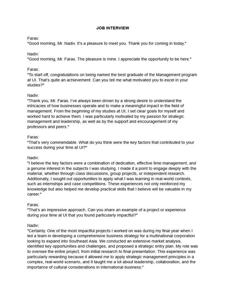 Job Interview | PDF | Strategic Management | Leadership