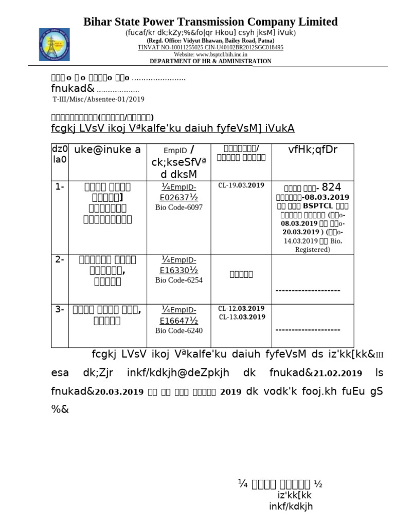 Absentee Format | PDF