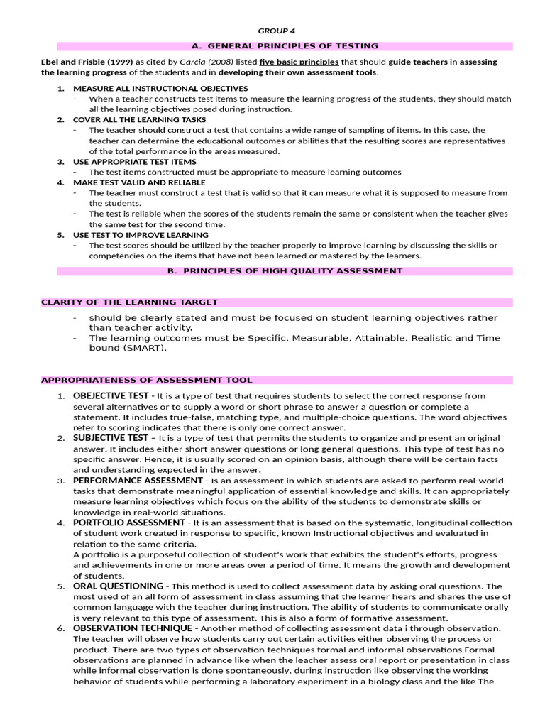 Key Principles of Effective Assessment | PDF | Educational Assessment ...