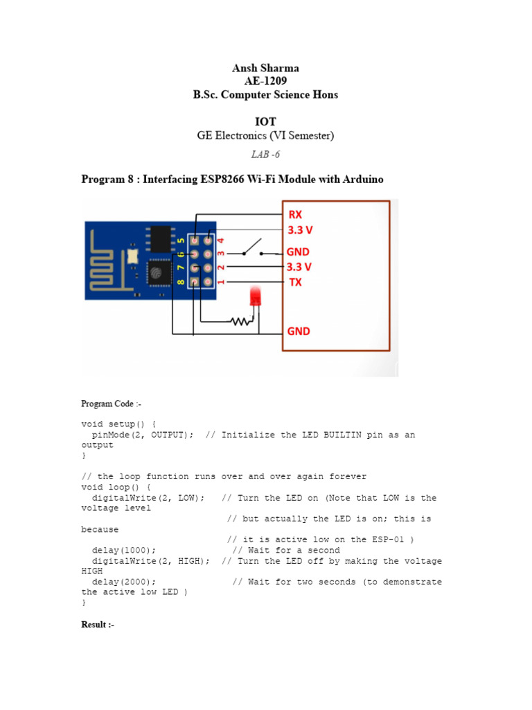 Ae 1209 Iot Lab 6 | PDF
