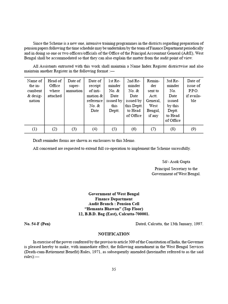 West Bengal Pension Scheme Guidelines | PDF | Justice | Crime & Violence