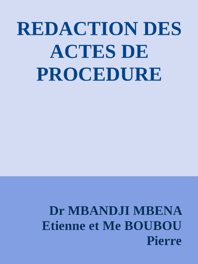 Rédaction des Actes de Procédure en Droit | PDF | Avocat | Loi criminelle