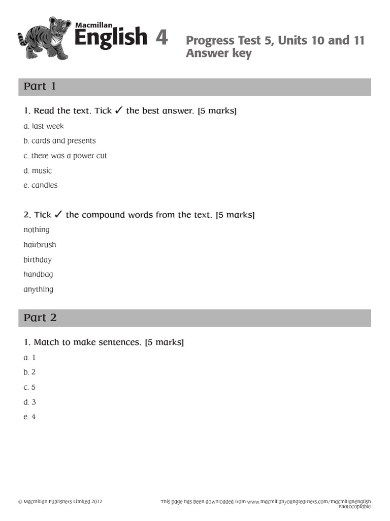 Macmillan English Progress Test 5 | PDF