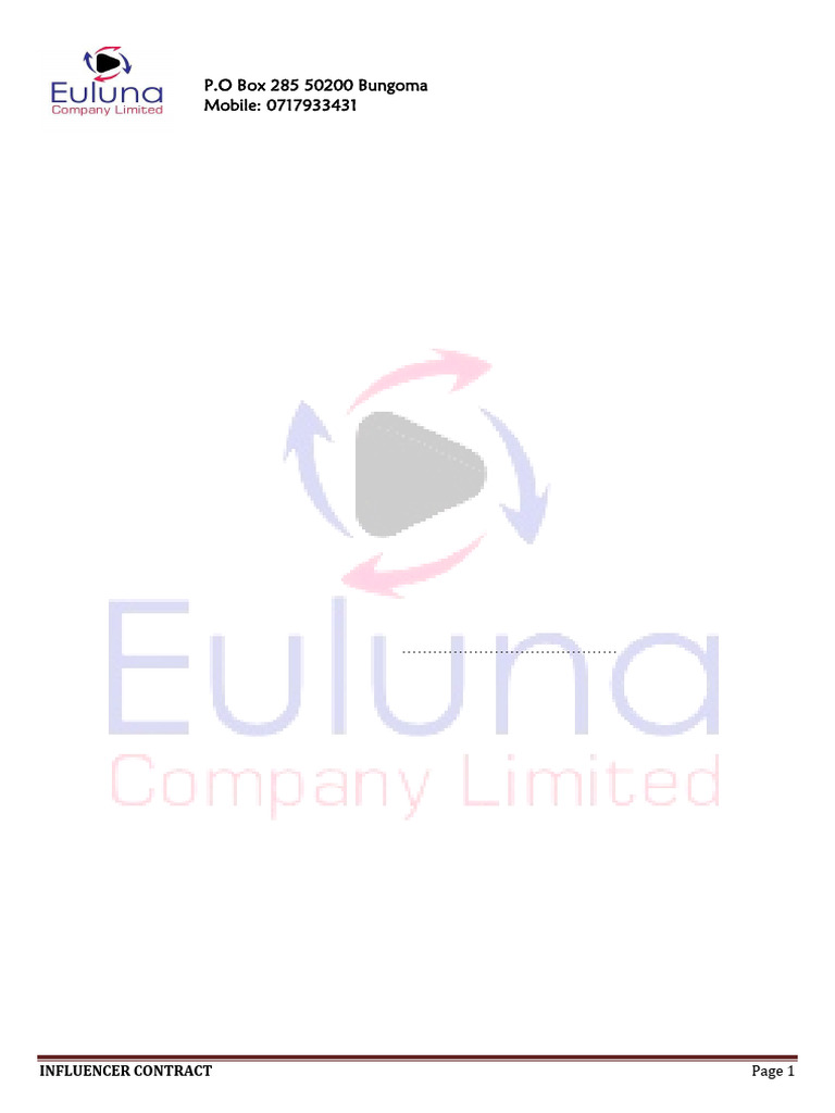 Influencer Contract for Mwana wa Mberi Event | PDF | Damages | Business