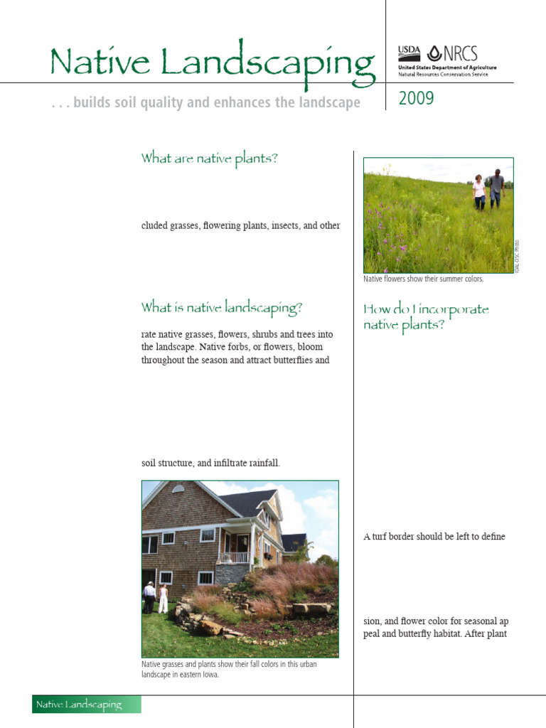 7 Native Landscaping Author NRCS - USDA | PDF | Prairie | Soil
