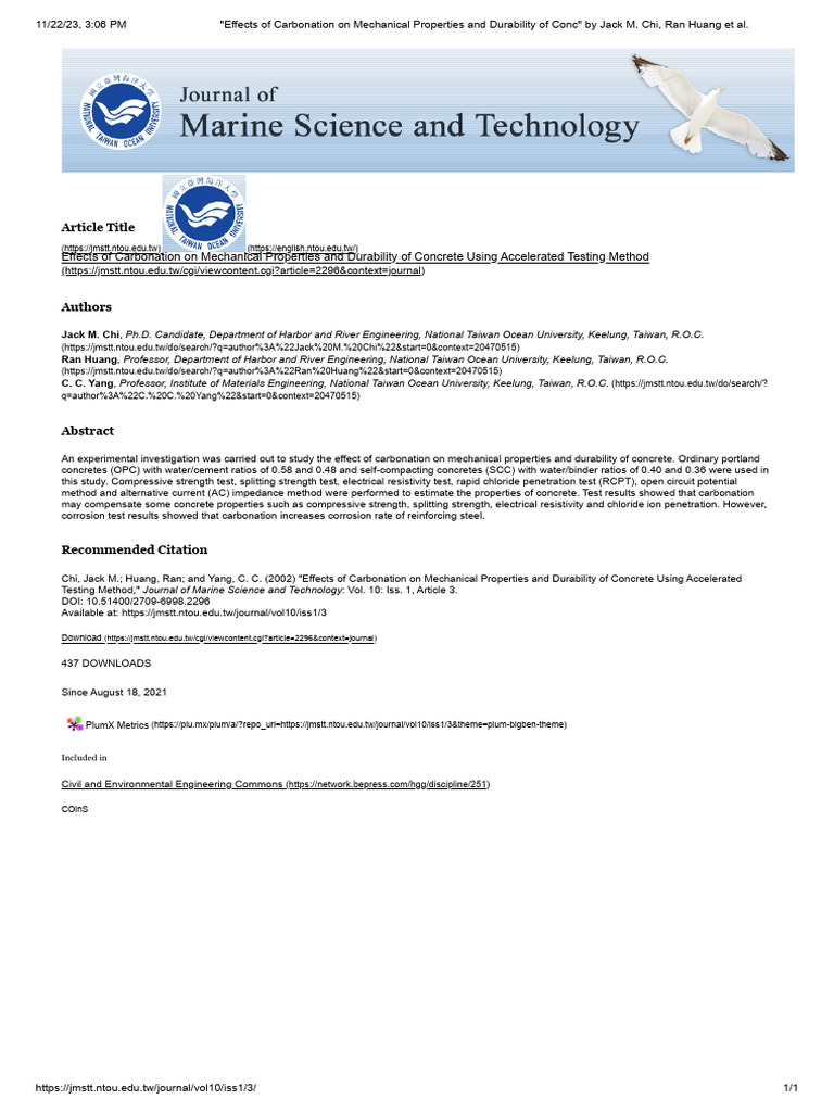 Effects of Carbonation On Mechanical Properties and Durability of Conc ...