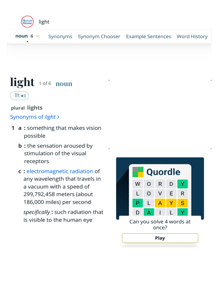 LIGHT DEFINITION MEANING visual data 2
