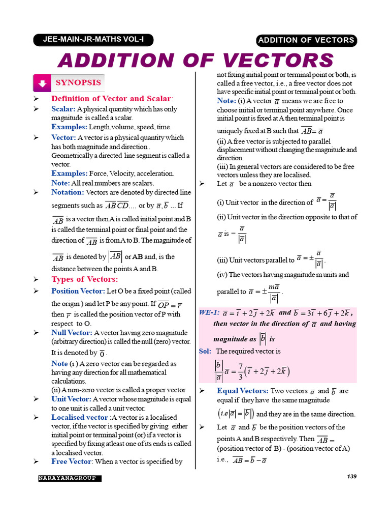 XII - Maths - Chapter 9 - ADDITION OF VECTORS (139-169) | PDF ...