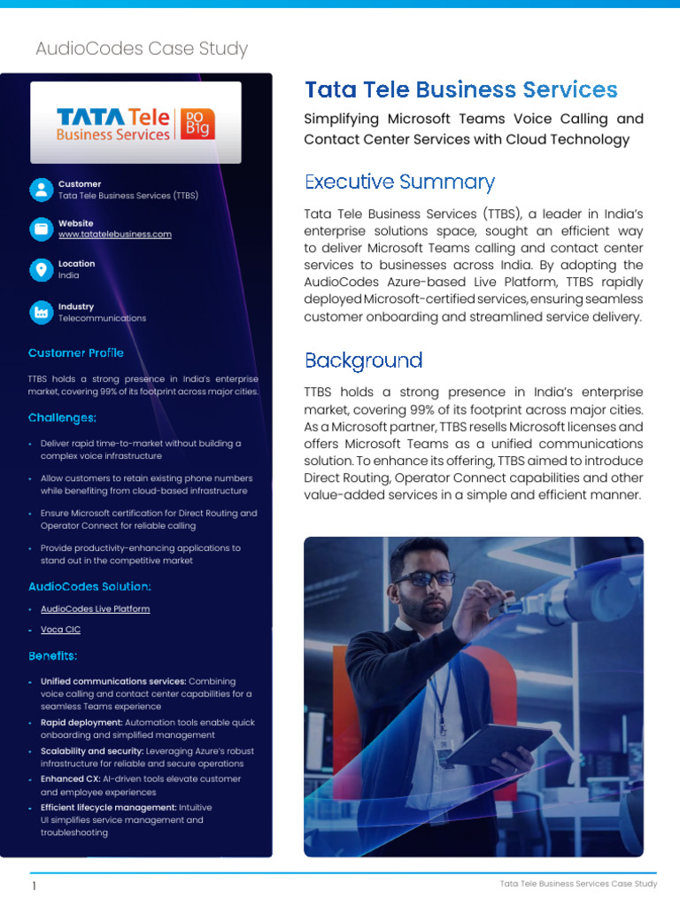 Tata Tele Business Services Case Study | PDF | Session Initiation ...