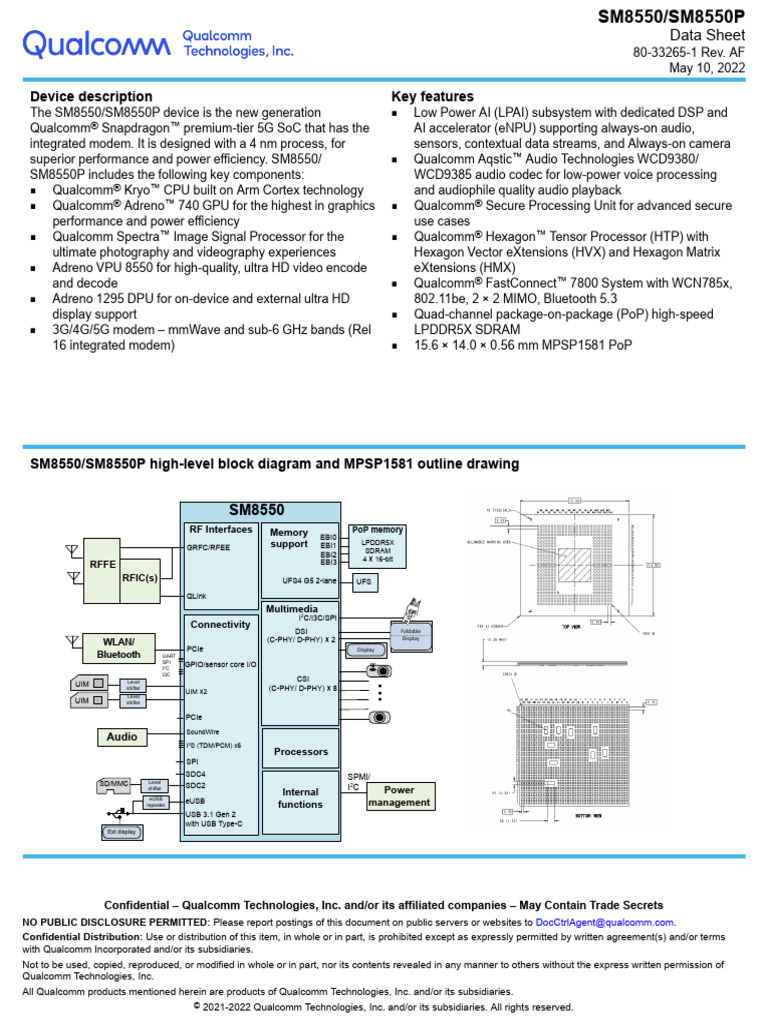 SM8550/SM8550P Device Overview | PDF | Computer Engineering | Computing