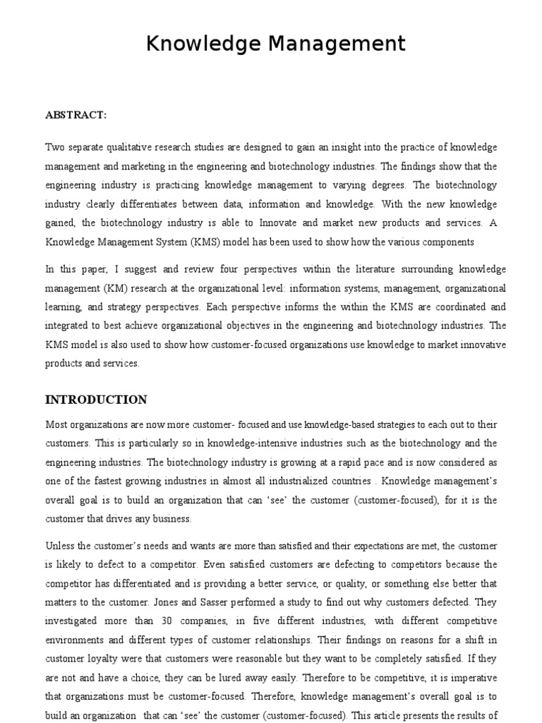 Knowledge Management in Engineering & Biotech | PDF | Scientific Method ...
