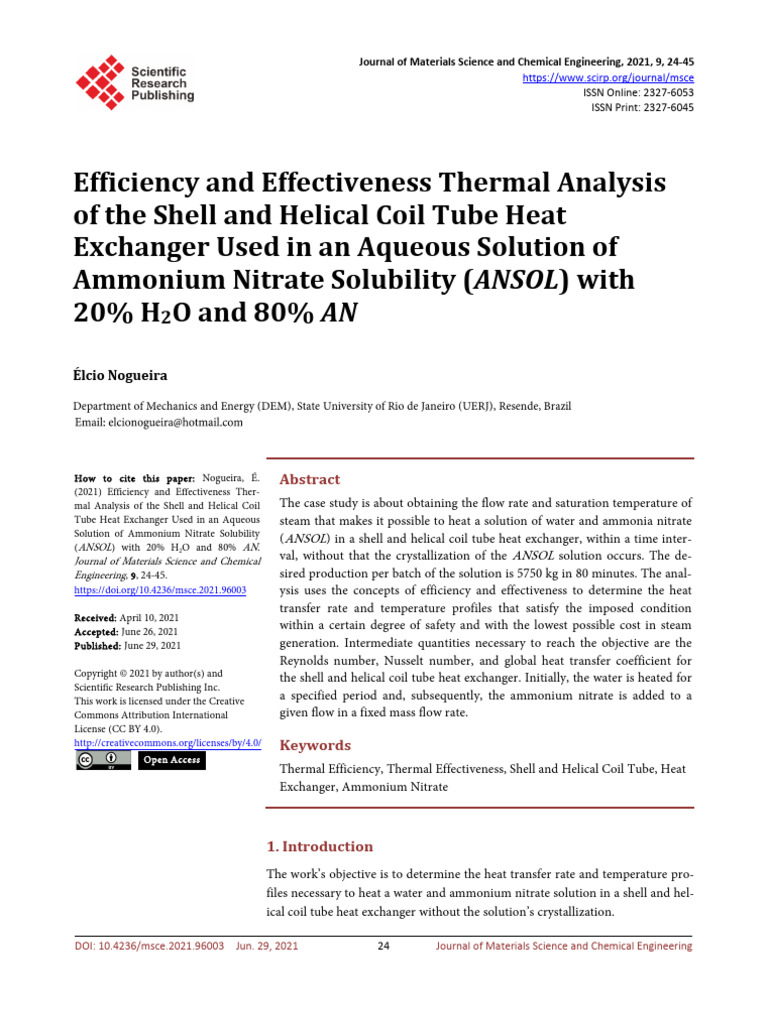 Efficiency and Effectiveness Thermal Analysis of T | PDF | Heat ...
