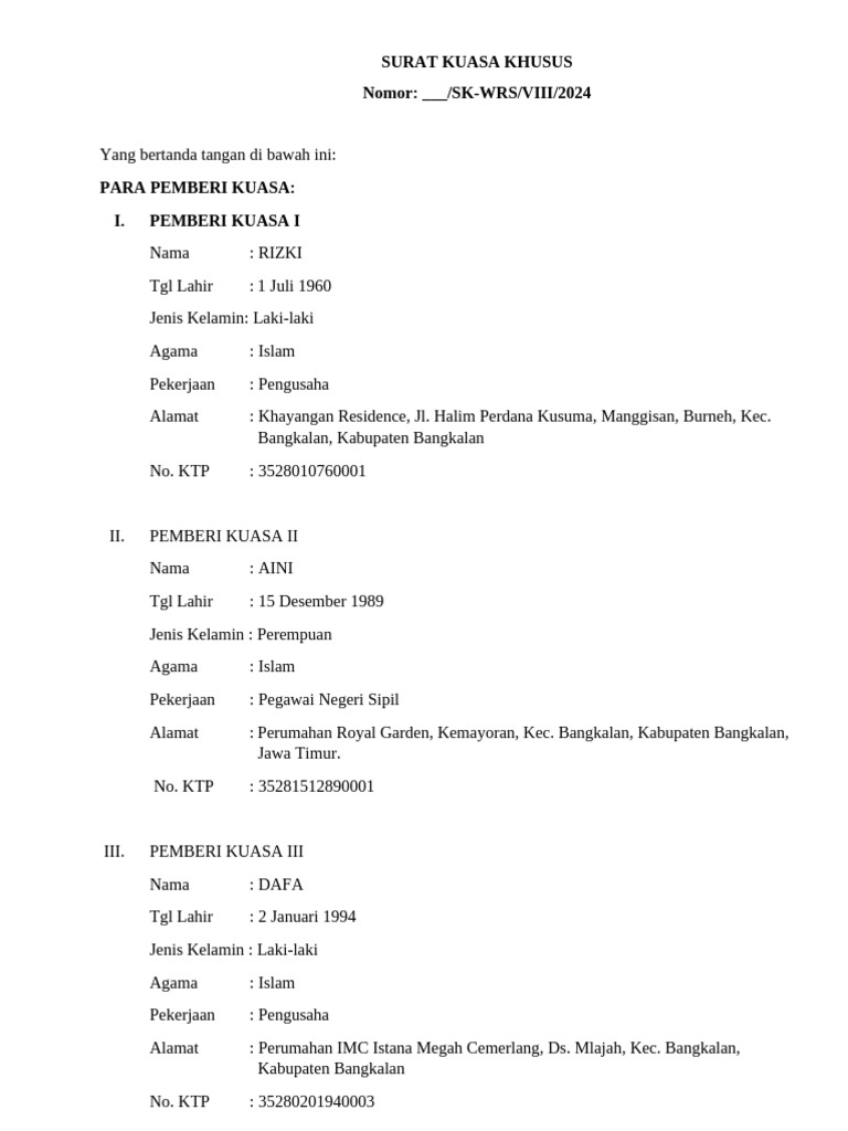 Surat Kuasa Pa | PDF