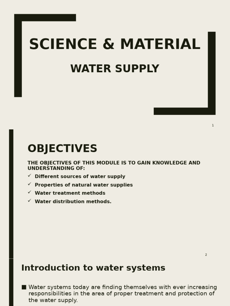 Water Supply Systems Overview and Methods | PDF | Water Purification ...