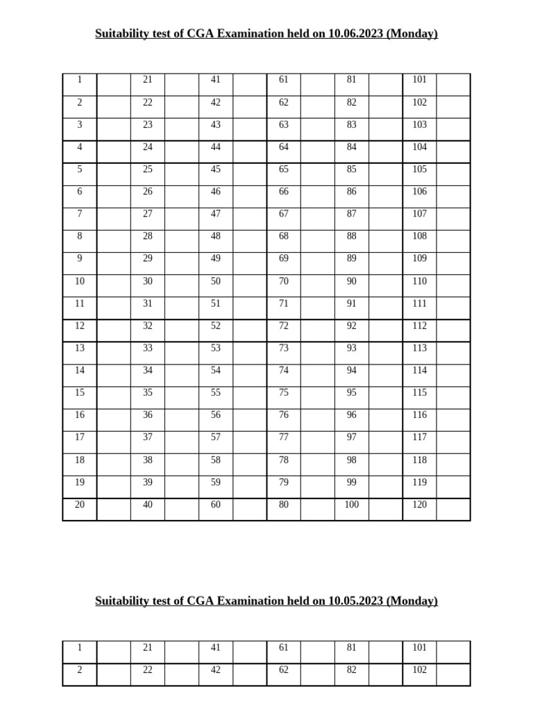 CGA Examination Suitability Tests 2023-2025 | PDF