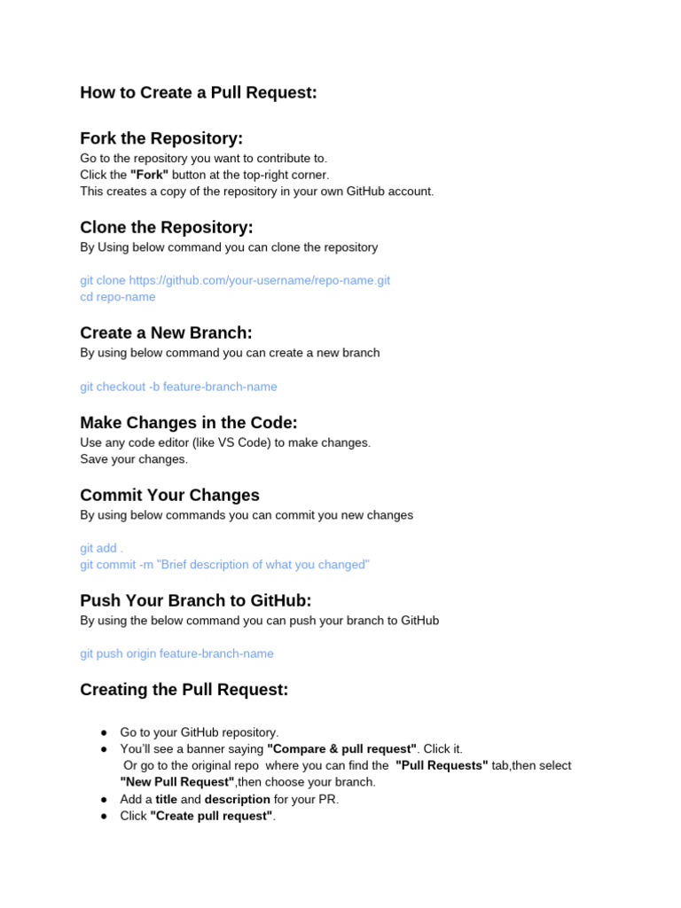 How to Create a GitHub Pull Request | PDF