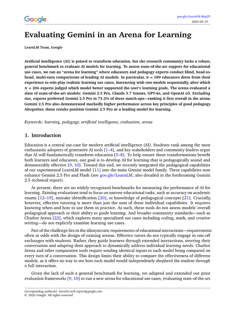 Gemini 2.5 Pro: Leading AI for Learning | PDF | Artificial Intelligence ...