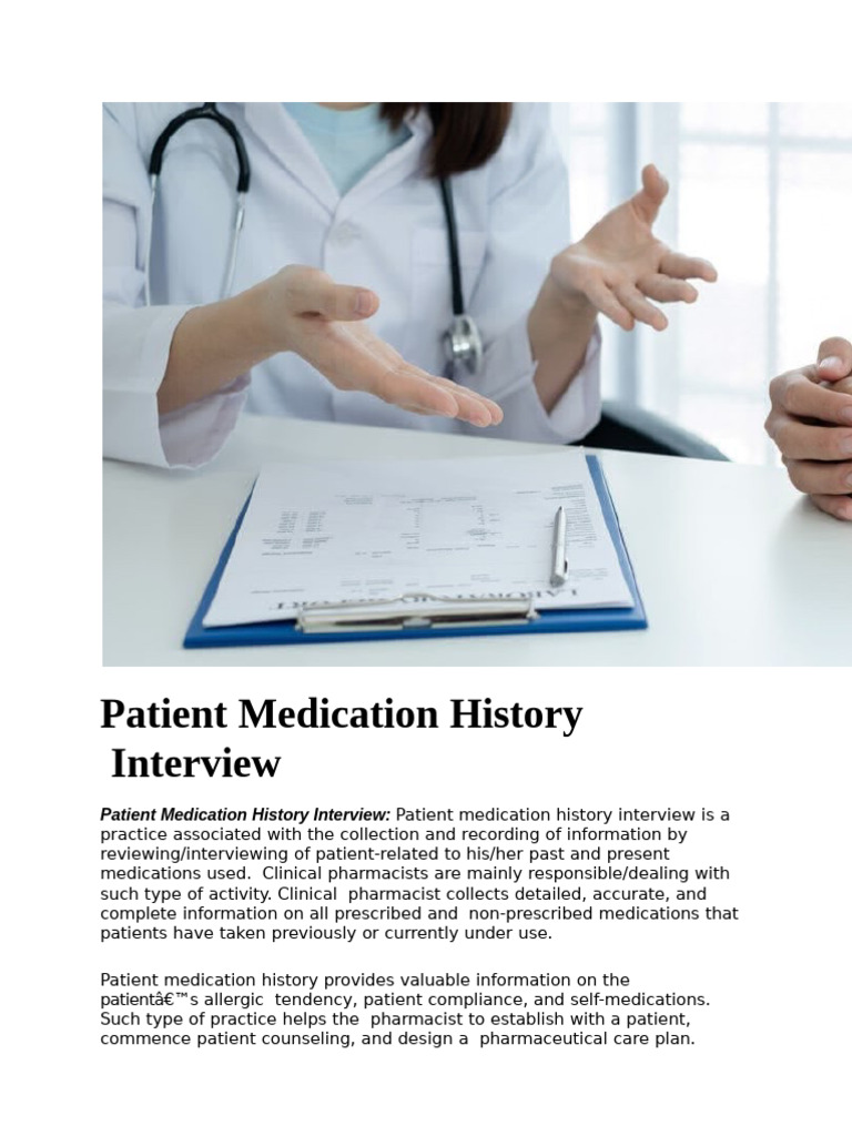 Patient Medication History Interview Guide | PDF | Medical Prescription ...