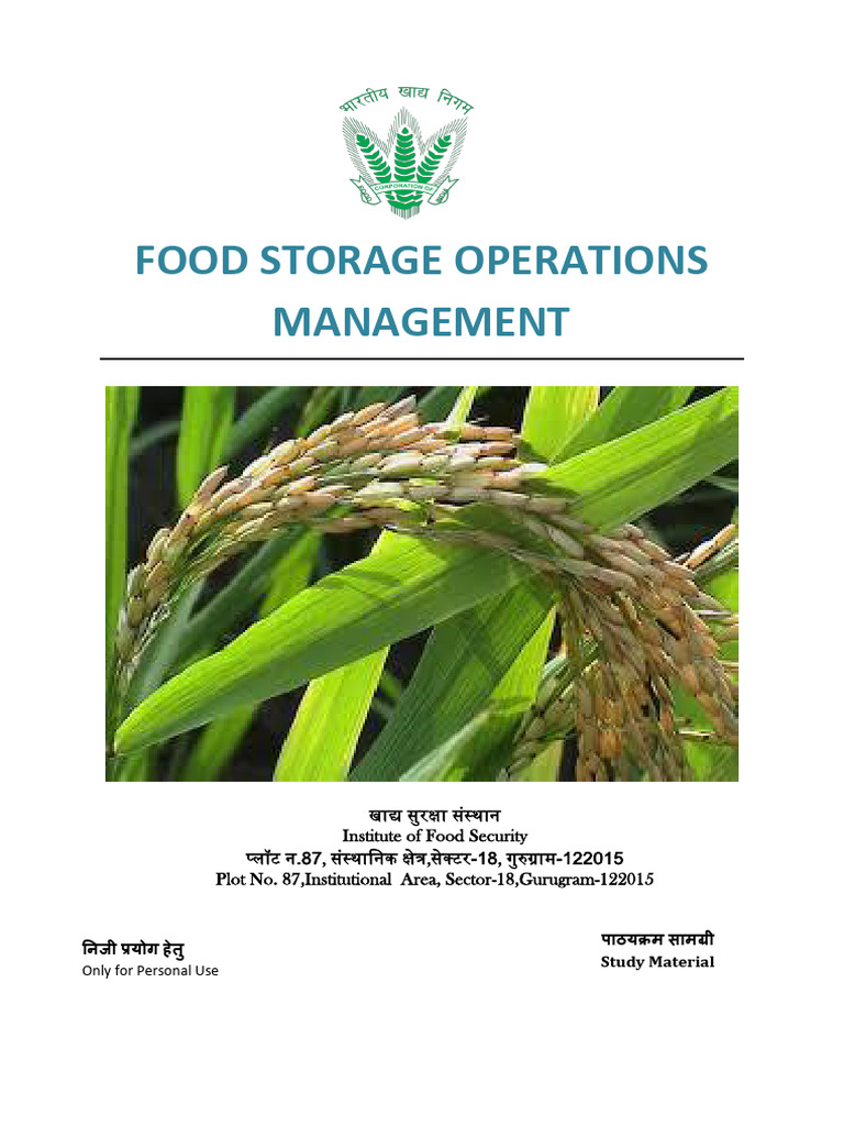Food Storage Operations Management Guide | PDF | Expense | Warehouse