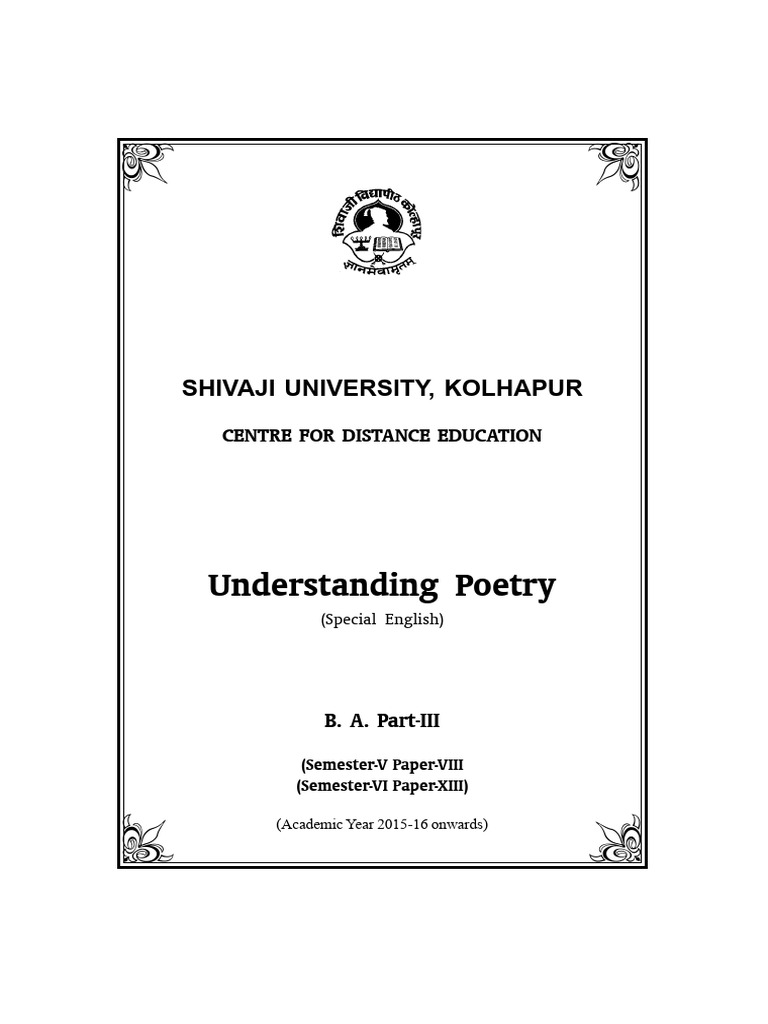 B. A. III Spl. English P. 8 & 13 Understanding Poetry All | PDF ...