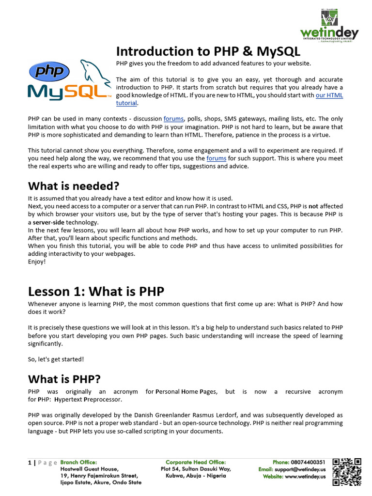 PHP & MySQL Beginner's Tutorial | PDF | Php | Http Cookie
