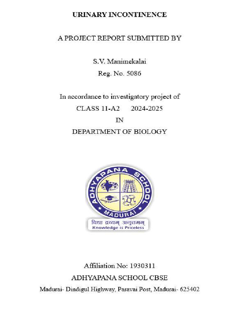 Urinary Incontinence Research Paper | PDF