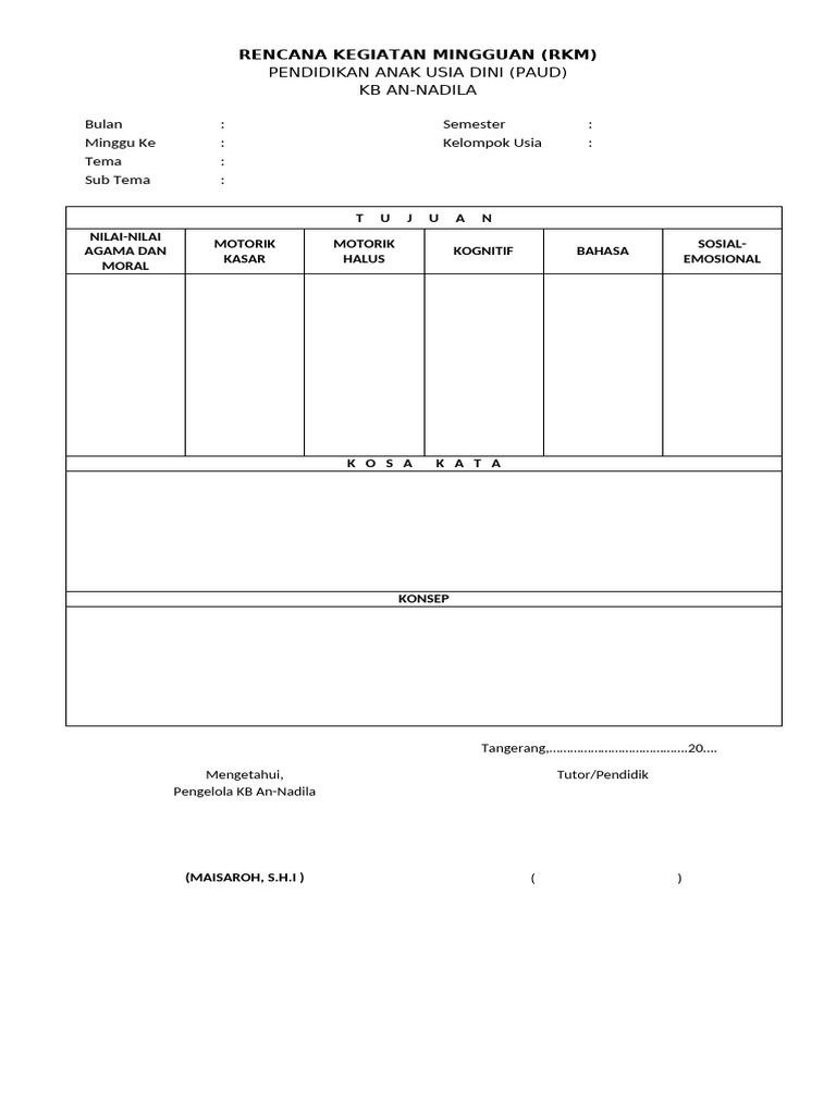Lembar RKM & RKH | PDF