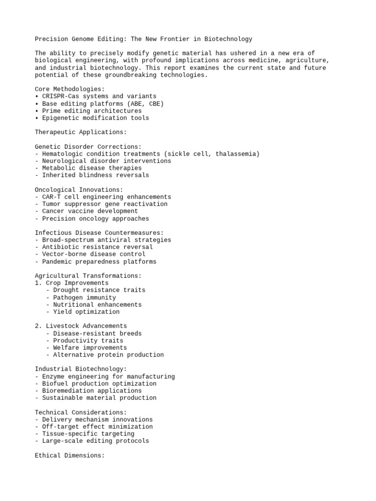 Precision Genome Editing in Biotechnology | PDF