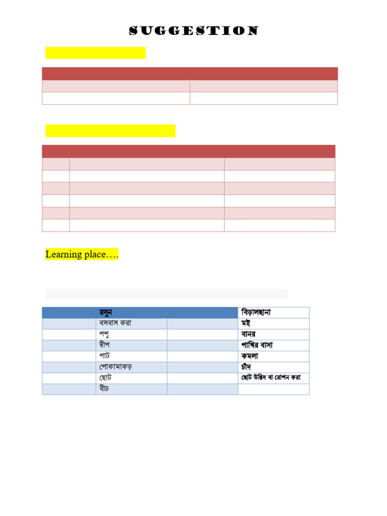 Suggestion For Class Two | PDF