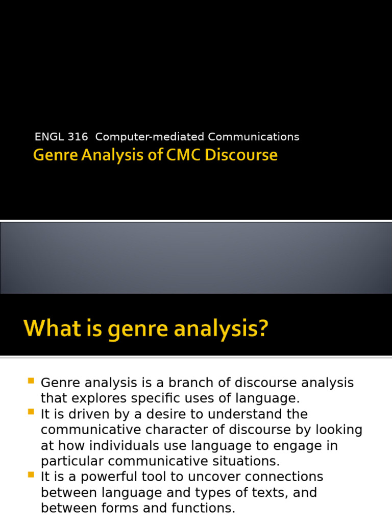 Genre Analysis in Computer-Mediated Communication | PDF | Verb | Word