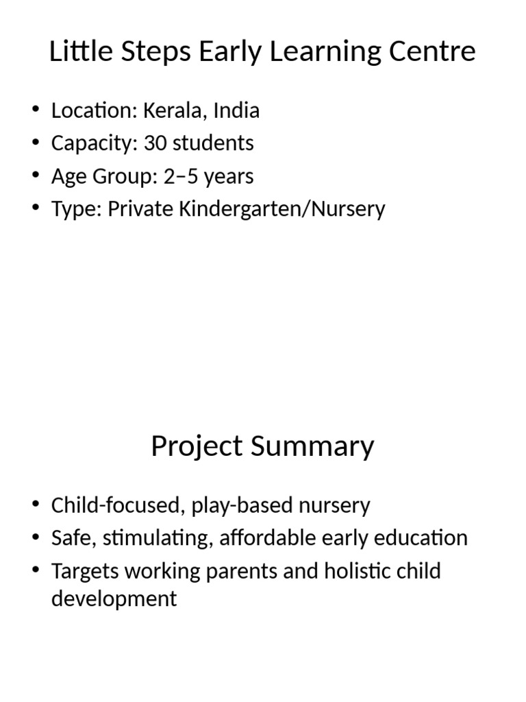 Little Steps Kindergarten Overview | PDF