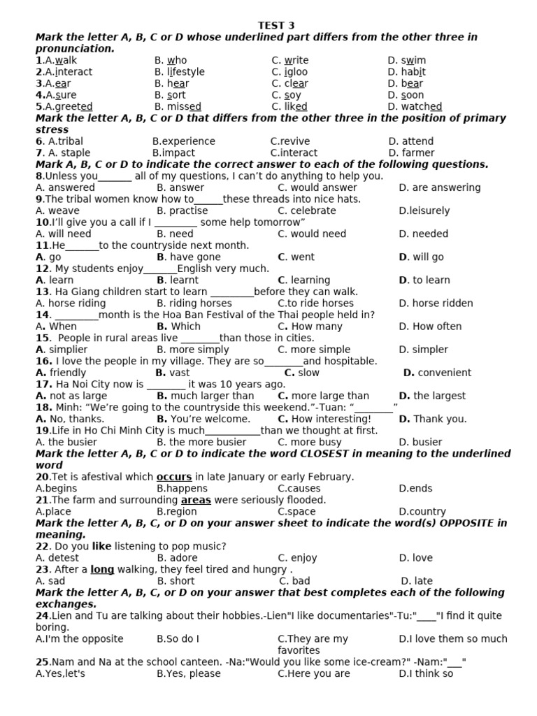 TA8 - TEST CUỐI KỲ 1 | PDF | The United States | Island