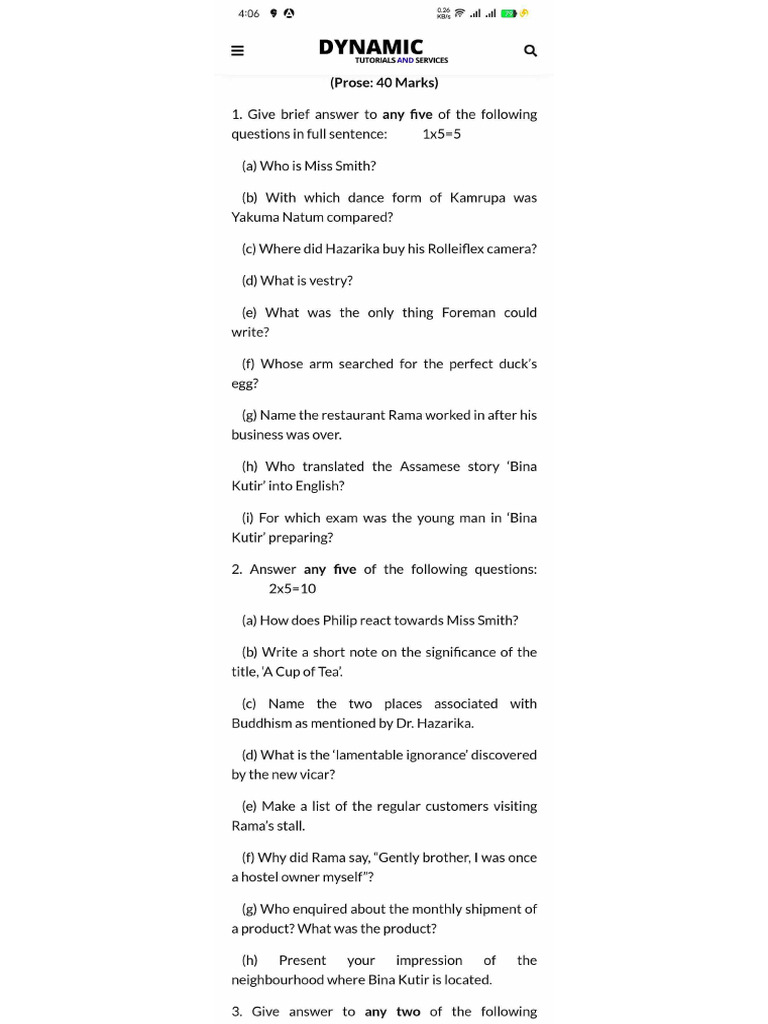 2024 Alternative English Question Paper | PDF