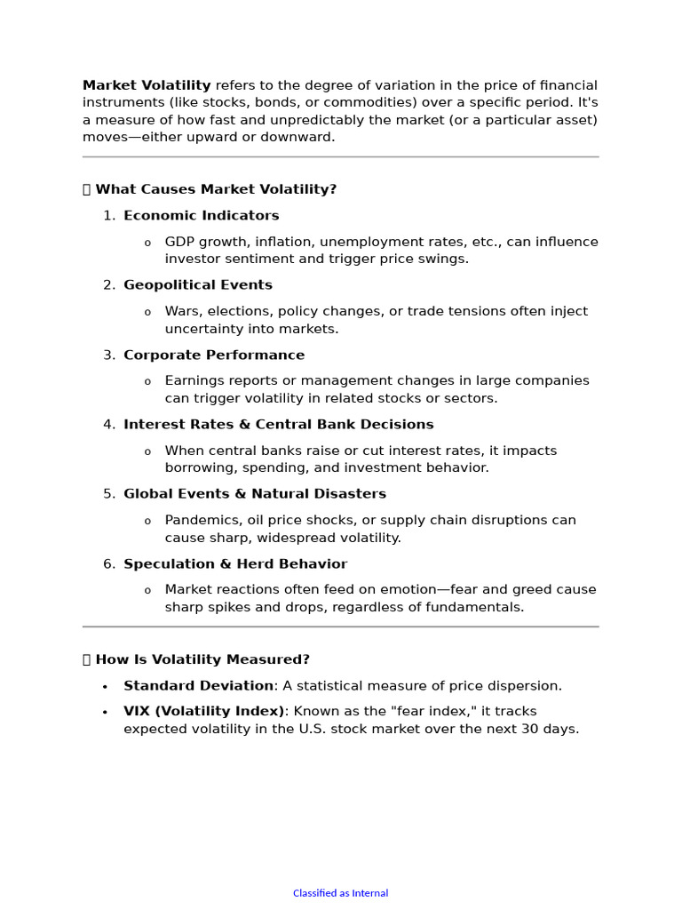Market Volatility Refers To The Degree of Variation in The Price of ...