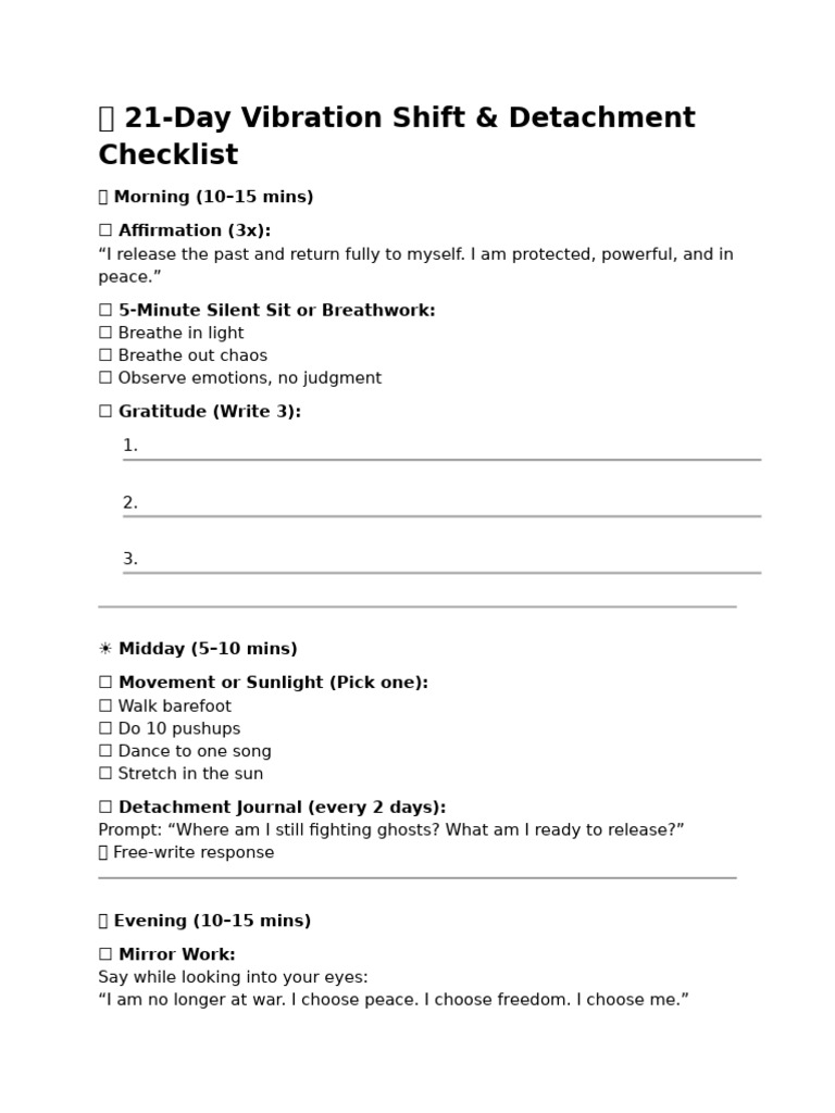 21-Day Vibration Shift Checklist | PDF